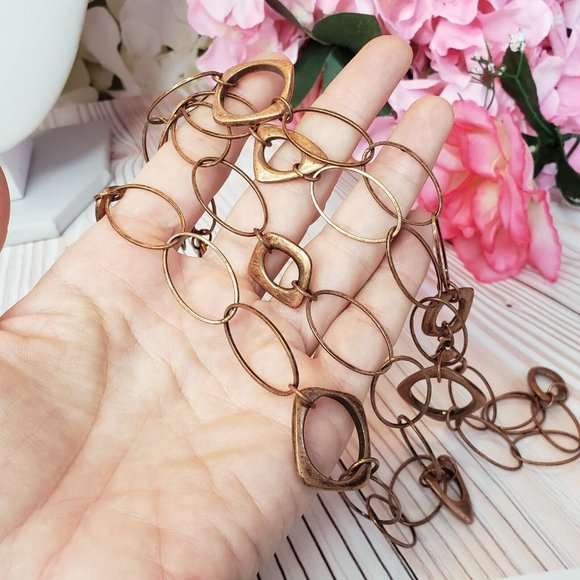 PREMIER DESIGNS Long Copper Tone Chain Link Statement Necklace - Picture 7 of 12